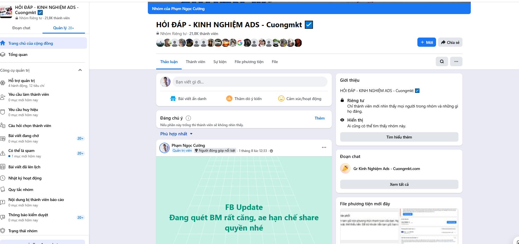 Cộng đồng hỏi đáp quảng cáo của Cường MKT